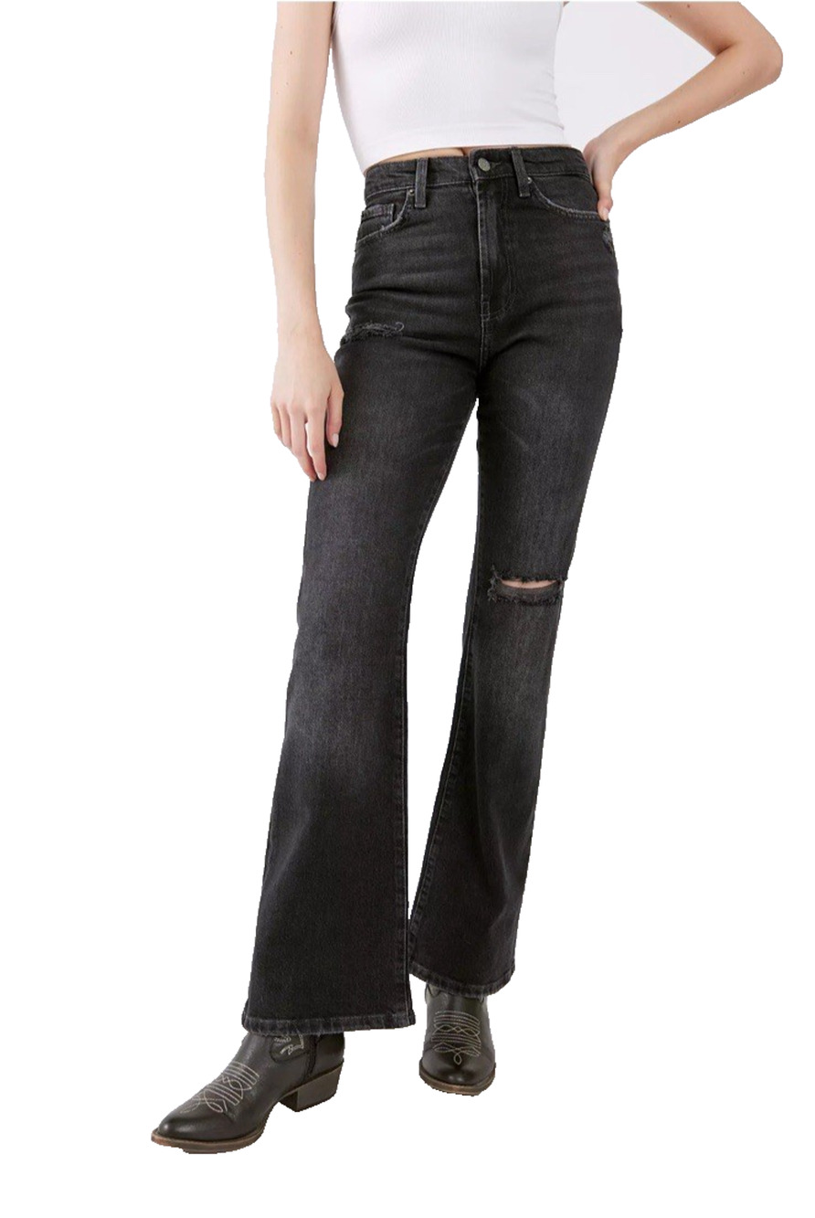 Urban Outfitters BDG Jeans Womens 24 Stretch High Rise Flare Black Grunge Punk